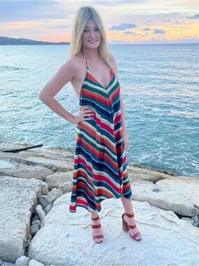 Lulus Like New Amazing Flowy Striped Multi-Color Vacation Dress